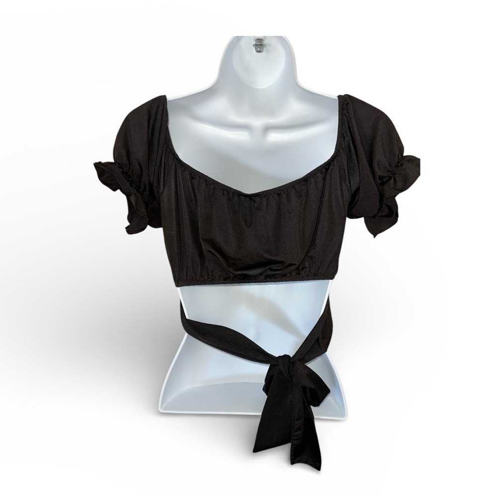 Chocolate Puff Sleeve Tie-Back Crop Tops Bundle (4) - Picture 5 of 7